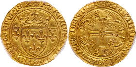 France. Charles VII (1422-1461). Gold Ecu d' or neuf a la couronne, undated