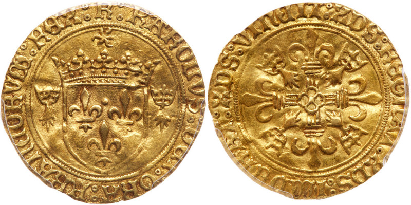 France. Charles VIII (1483-1498). Gold Ecu d'or au soleil de Bretagne, undated. ...