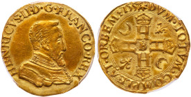 France. Henri II (1547-1559). Gold 2 Henri d'or, 1557-B