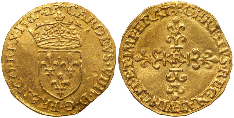 France. Charles IX (1560-1574). Gold Ecu d'or, 1567-R. Saint-Andr&eacute;-Villen...