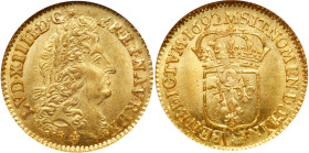 France. Louis XIV (1643-1715). Gold Louis d'or a l ecu, 1692-M