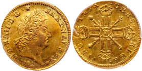 France. Louis XIV (1643-1715). Gold Louis d'or aux 8 L et aux insignes, 1702-W