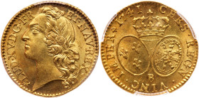 France. Louis XV (1715-1774). Gold Louis d'or au bandeau, 1741-B