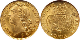 France. Louis XV (1715-1774). gold Louis d'or au bandeau, 1752/1-W