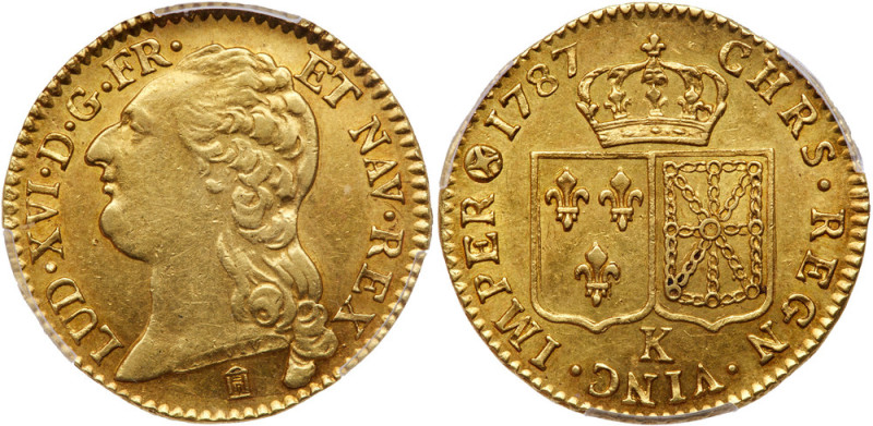 France. Louis XVI (1774-1793). Gold Louis d'or au buste nu, 1787-K. Bordeaux min...