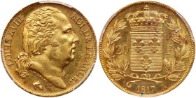 France. Louis XVIII (1815-1824). Gold 20 Francs, 1817-A