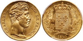 France. Charles X (1824-1830). Gold 20 Francs, 1830-A