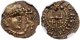 Great Britain. Anglo-Saxon, early period, Post Crondall types (c.655-675). Gold Thrymsa, undated. NGC AU55