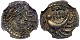 Great Britain. Anglo-Saxon, Secondary Phase (c.710-760). Silver Sceat, undated. NGC AU58