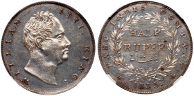 India-British. East India Company, Regal Coinage, William IV (1830-1837). Pattern Silver ½ Rupee, 1835