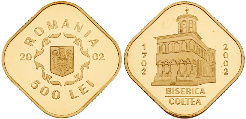 Romania-Republic. Three-piece Set of Gold 500 Lei, 2002 total weight 18.66g. Chr...