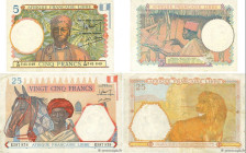 Country : FRENCH EQUATORIAL AFRICA 
Face Value : 5 Francs et 25 Francs Lot 
Date : (1941) 
Period/Province/Bank : Afrique Française Libre 
Department ...
