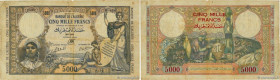 Country : ALGERIA 
Face Value : 5000 Francs 
Date : 28 juillet 1942 
Period/Province/Bank : Banque de l'Algérie 
Catalogue reference : P.90a 
Addition...