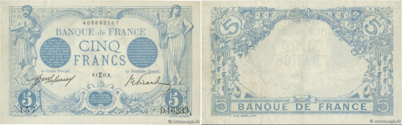 Country : FRANCE 
Face Value : 5 Francs BLEU 
Date : 01 février 1917 
Period/Pro...