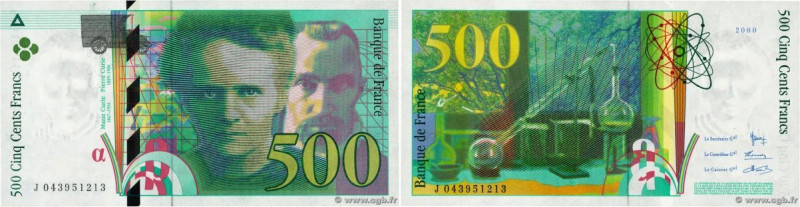 Country : FRANCE 
Face Value : 500 Francs PIERRE ET MARIE CURIE 
Date : 2000 
Pe...