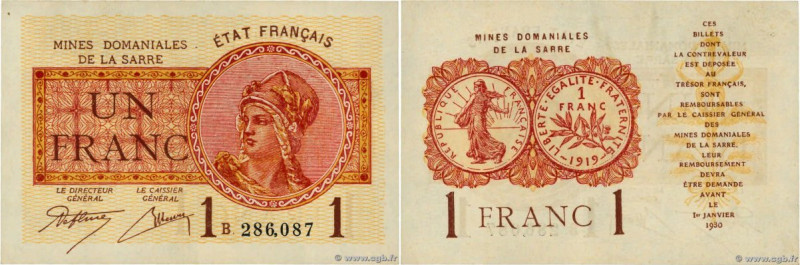 Country : FRANCE 
Face Value : 1 Franc MINES DOMANIALES DE LA SARRE 
Date : 1920...