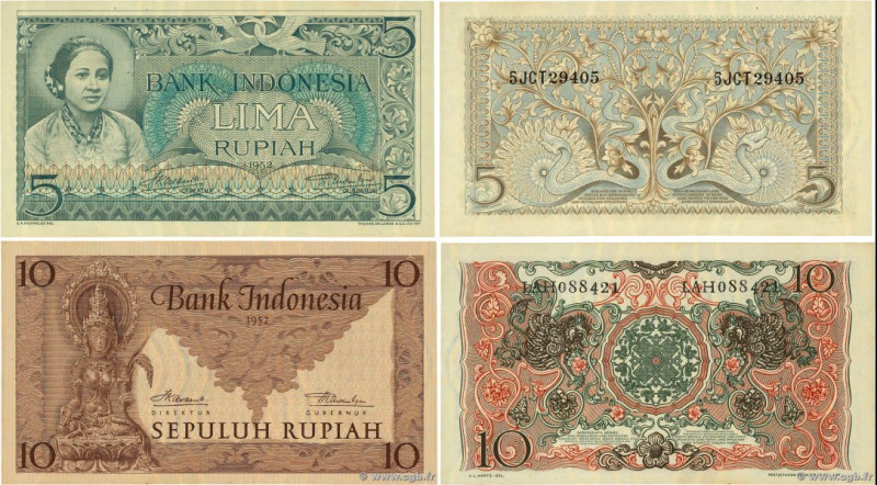 Country : INDONESIA 
Face Value : 5 et 10 Rupiah Lot 
Date : 1952 
Period/Provin...