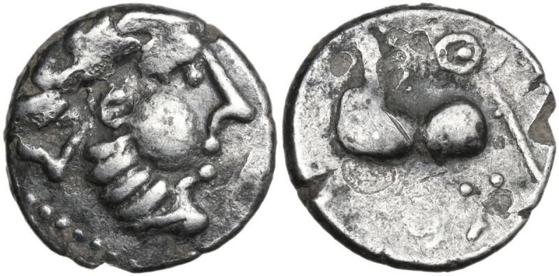 Celtic World. Celtic, Danubian Region. AR Unit or Drachm, imitating Philip II. '...