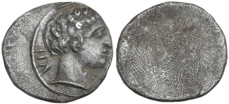 Greek Italy. Etruria, Populonia. AR 2.5 Asses, 3rd century BC. Obv. Male head ri...