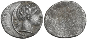Greek Italy. Etruria, Populonia. AR 2.5 Asses, 3rd century BC. Obv. Male head right; behind, VII. Rev. Blank. Vecchi EC 95; HN Italy 175; HGC 1 136. A...