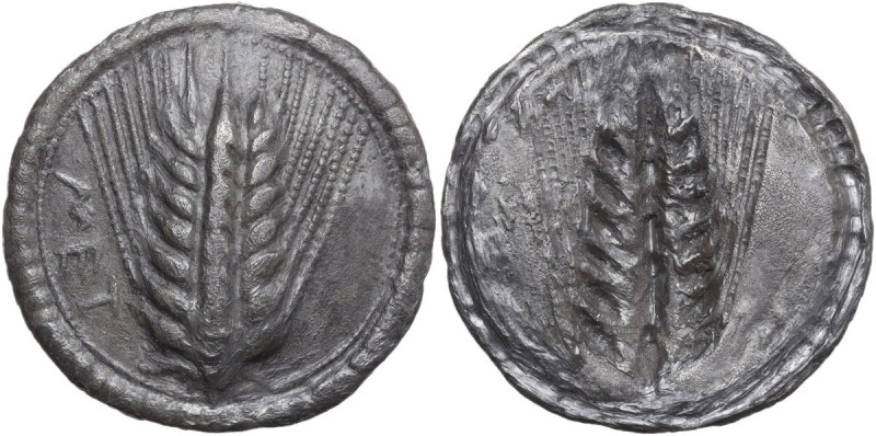 Greek Italy. Southern Lucania, Metapontum. AR Stater, c. 540-510 BC. Obv. Barley...