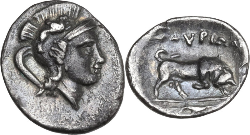Greek Italy. Southern Lucania, Thurium. AR Triobol, c. 400-350 BC. Obv. Head of ...