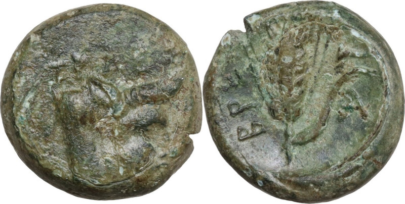 Greek Italy. Bruttium(?), Breig. AE 18 mm. (Hemiobol?), c. 340-320 BC. Obv. Head...