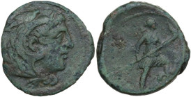 Sicily. Messana. The Mamertinoi. AE Dichalkon, c. 215-212 BC. Obv. Head of Herakles right, wearing lion’s skin. Rev. Artemis, with bow and quiver over...