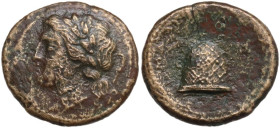 Sicily. Messana. The Mamertinoi. AE Onkia, c. 220-200 BC. Obv. Laureate head of Apollo left; behind, torch(?). Rev. MAMERTINΩN. Omphalos. CNS I 28; HG...