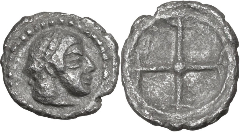 Sicily. Syracuse. Hieron I (478-466 BC). AR Obol, c. 475-470 BC. Obv. Diademed h...