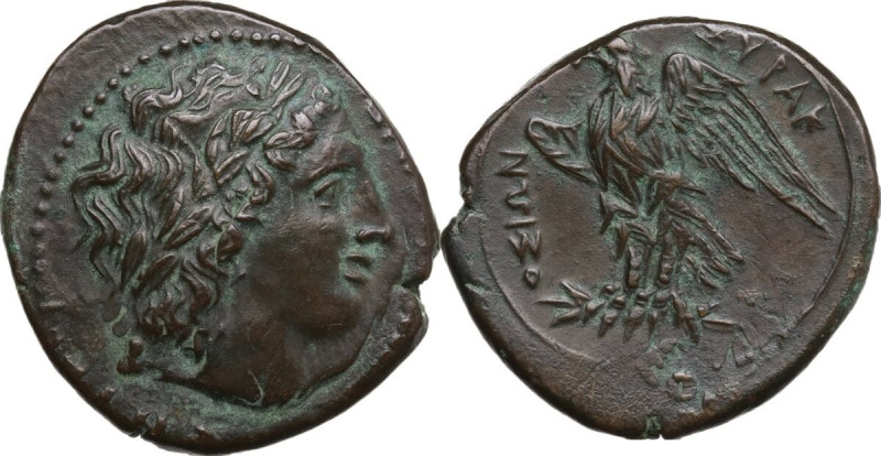 Sicily. Syracuse. Hiketas II (287-278 BC). AE 24.5 mm. c. 287-278 BC. Obv. [ΔIOΣ...