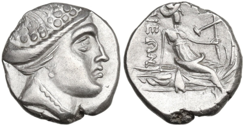 Continental Greece. Euboia, Histiaia. AR Tetrobol, 338-304 BC. Obv. Head of nymp...