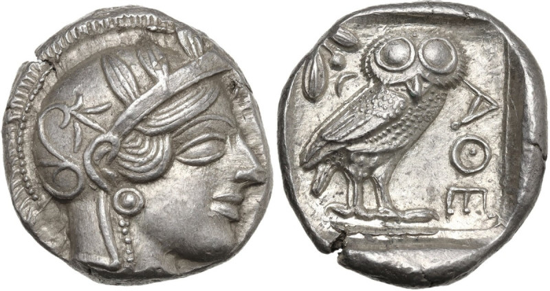 Continental Greece. Attica, Athens. AR Tetradrachm, c. 454-404 BC. Obv. Head of ...