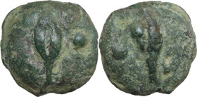 Apollo/Apollo series. AE Cast Uncia, 275-270 BC. Obv. Barley grain; pellet to left. Rev. Barley grain; pellet to right. Cr. 18/6; Vecchi ICC 38; HN It...