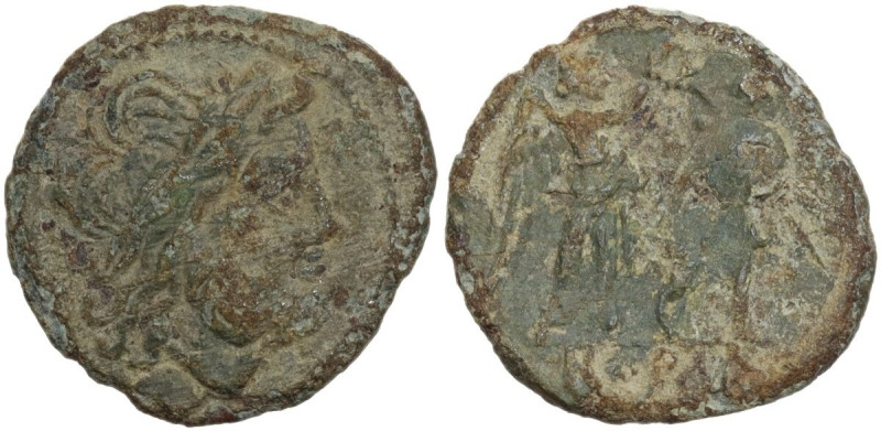 Anonymous. AE debased Victoriatus, uncertain Campanian mints, 215-211 BC. Obv. L...