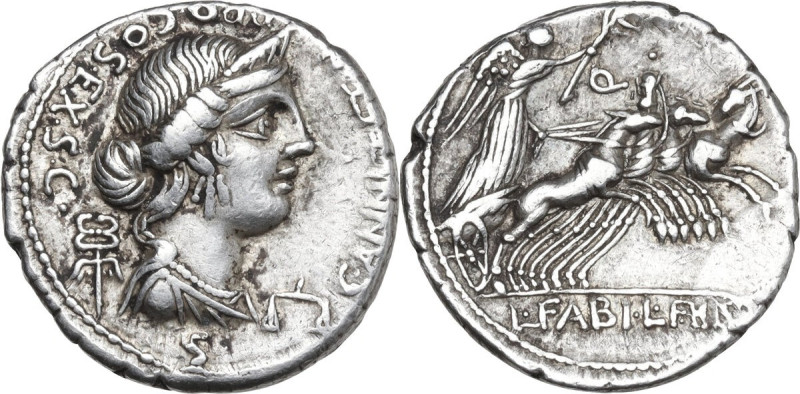 C. Annius and L. Fabius Hispaniensis. AR Denarius, mint moving between North Ita...