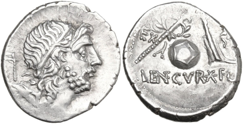 Cn. Lentulus. Denarius, uncertain mint, perhaps Spain, 76-75 BC. Obv. Draped mal...