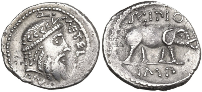 Q. Caecilius Metellus Pius Scipio. AR Denarius, 47-46 BC. Africa. Obv. Q. METEL....