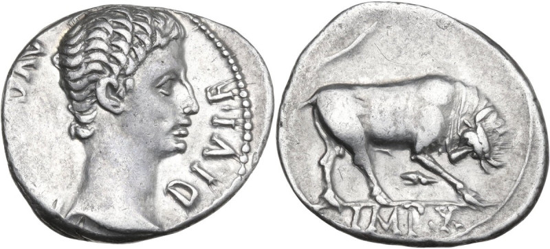 Augustus (27 BC-14 AD). AR Denarius, Lugdunum mint, 15 BC. Obv. AVGVSTVS DIVI F....