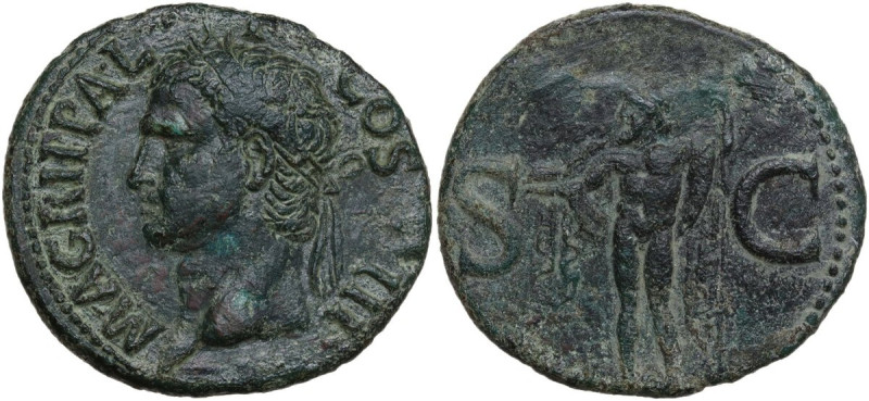 Agrippa (died 12 BC). AE As. Struck under Caligula, 37-41. Obv. M AGRIPPA L F CO...