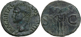 Agrippa (died 12 BC). AE As. Struck under Caligula, 37-41. Obv. M AGRIPPA L F COS III. Head left, wearing rostral crown. Rev. S C. Neptune, cloaked, s...