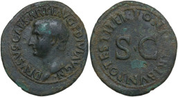 Drusus, son of Tiberius (died 23 AD). AE As, struck under Tiberius. Obv. DRVSVS CAESAR TI AVG F DIVI AVG N. Bare head left. Rev. PONTIF TRIBVN POTEST ...