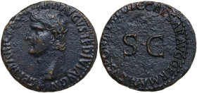 Germanicus (died 19 AD). As, struck under Caligula, 37-38. Obv. GERMANICVS CAESAR TI AVGVST F DIVI AVG N. Bare head left. Rev. C CAESAR AVG GERMANICVS...