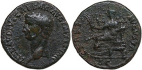 Claudius (41-54). AE Dupondius. Rome mint, 41-50 AD. Obv. TI CLAVDIVS CAESAR AVG P M TR P IMP. Bare head left. Rev. CERES AVGVSTA SC. Ceres, veiled an...