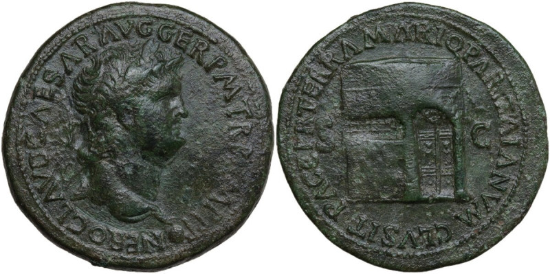 Nero (54-68). AE Sestertius, c. 65 AD. Lugdunum mint. Obv. NERO CLAVD CAESAR AVG...