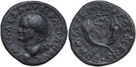 Vespasian (69 -79). AE 'irregular' Dupondius, 74 AD. Obv. IMP CAESAR VESPASIAN AVG. Laureate head left. Rev. PON MAX TR POT P P COS V CENS. Winged cad...