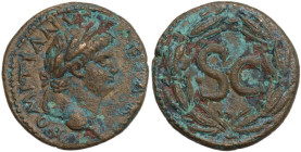 Domitian as Caesar (69-81). AE Semis. Antioch mint (Seleucis and Pieria). Obv. DOMITIANVS CAESAR. Laureate head right. Rev. S • C within laurel wreath...