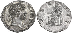 Hadrian (117-138). AR Denarius. Eastern mint. Struck AD 128-130. Obv. HADRIANVS AVGVSTVS. Laureate bust right, slight drapery on far shoulder. Rev. CO...