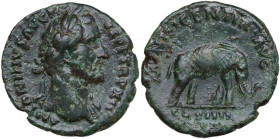 Antoninus Pius (138-161). AE As. Struck 148-149 AD. Obv. ANTONINVS AVG PIVS PP TR P XII. Laureate bust right, slight drapery on far shoulder. Rev. MVN...