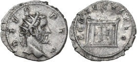 Divus Antoninus Pius (died 161). AR Antoninianus, restored by Trajan Decius, 250-1 AD. Obv. DIVO - PIO. Radiate head of Divus Antoninus Pius right. Re...